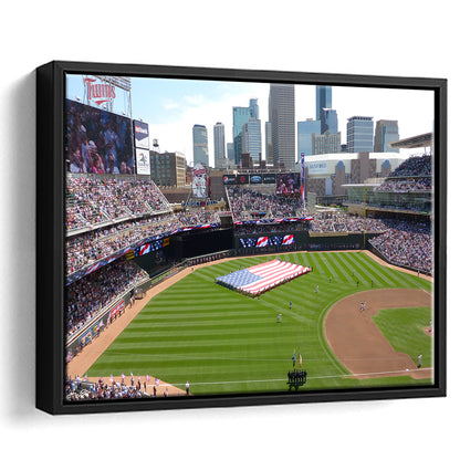 Target Field in Minneapolis, Stadium Canvas, Sport Art, Framed Canvas Print Wall Art, Floating Frame