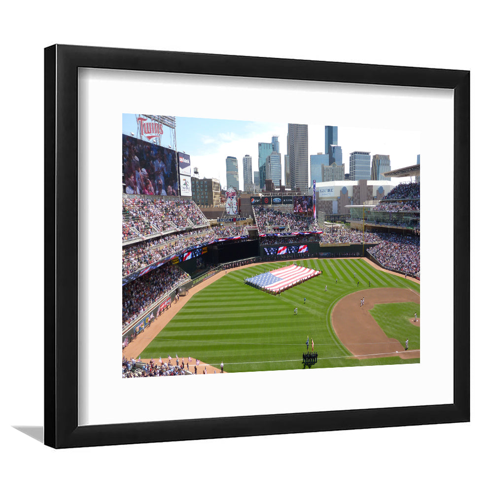 Target Field in Minneapolis, Stadium Canvas, Sport Art, Gift for him, White Border Framed Art Print Wall Decor