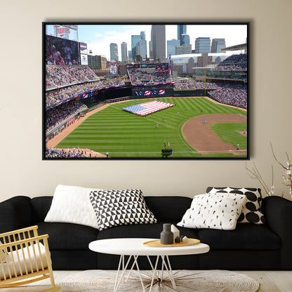 Target Field in Minneapolis, Stadium Canvas, Sport Art, Framed Canvas Print Wall Art, Floating Frame