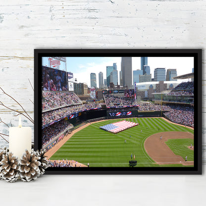 Target Field in Minneapolis, Stadium Canvas, Sport Art, Framed Canvas Print Wall Art, Floating Frame