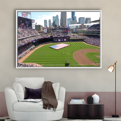 Target Field in Minneapolis, Stadium Canvas, Sport Art, Framed Canvas Print Wall Art, Floating Frame