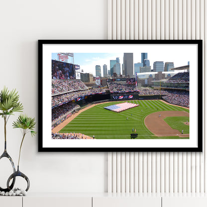 Target Field in Minneapolis, Stadium Canvas, Sport Art, Gift for him, White Border Framed Art Print Wall Decor