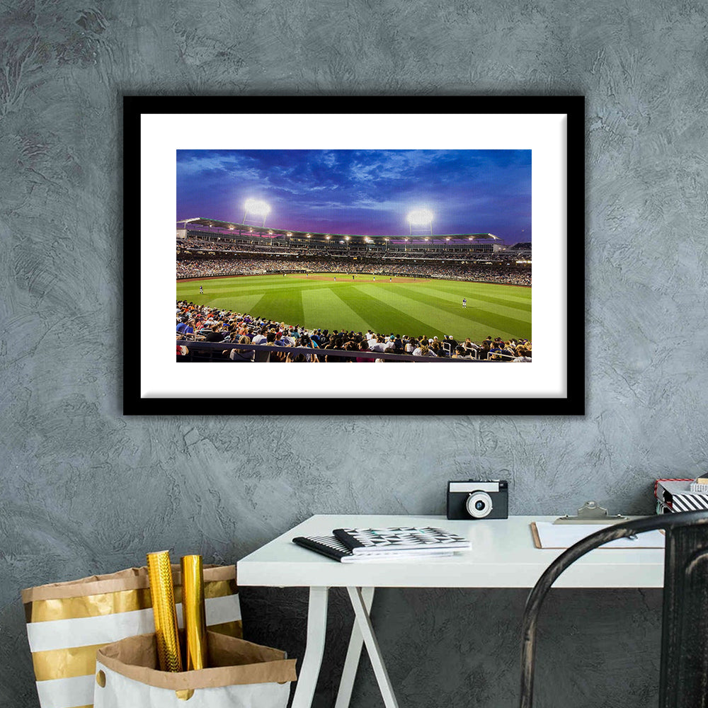 Td Ameritrade Park Omaha, Stadium Canvas, Sport Art, Gift for him, White Border Framed Art Print Wall Decor