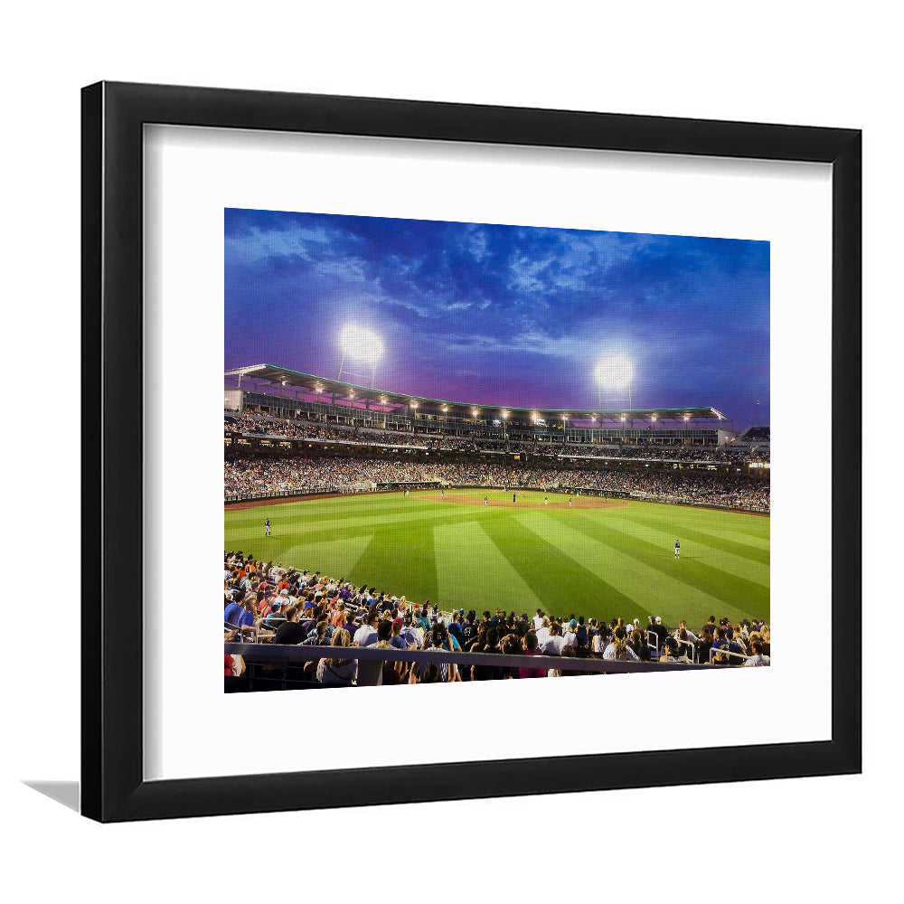 Td Ameritrade Park Omaha, Stadium Canvas, Sport Art, Gift for him, White Border Framed Art Print Wall Decor