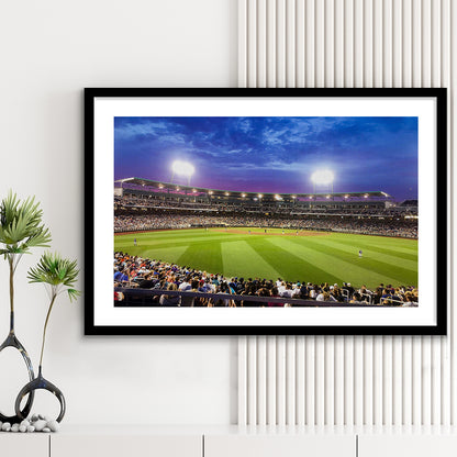 Td Ameritrade Park Omaha, Stadium Canvas, Sport Art, Gift for him, White Border Framed Art Print Wall Decor
