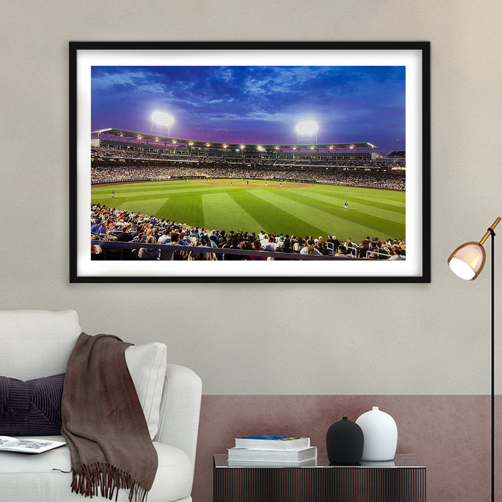 Td Ameritrade Park Omaha, Stadium Canvas, Sport Art, Gift for him, White Border Framed Art Print Wall Decor