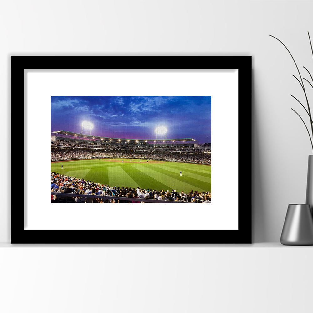 Td Ameritrade Park Omaha, Stadium Canvas, Sport Art, Gift for him, White Border Framed Art Print Wall Decor