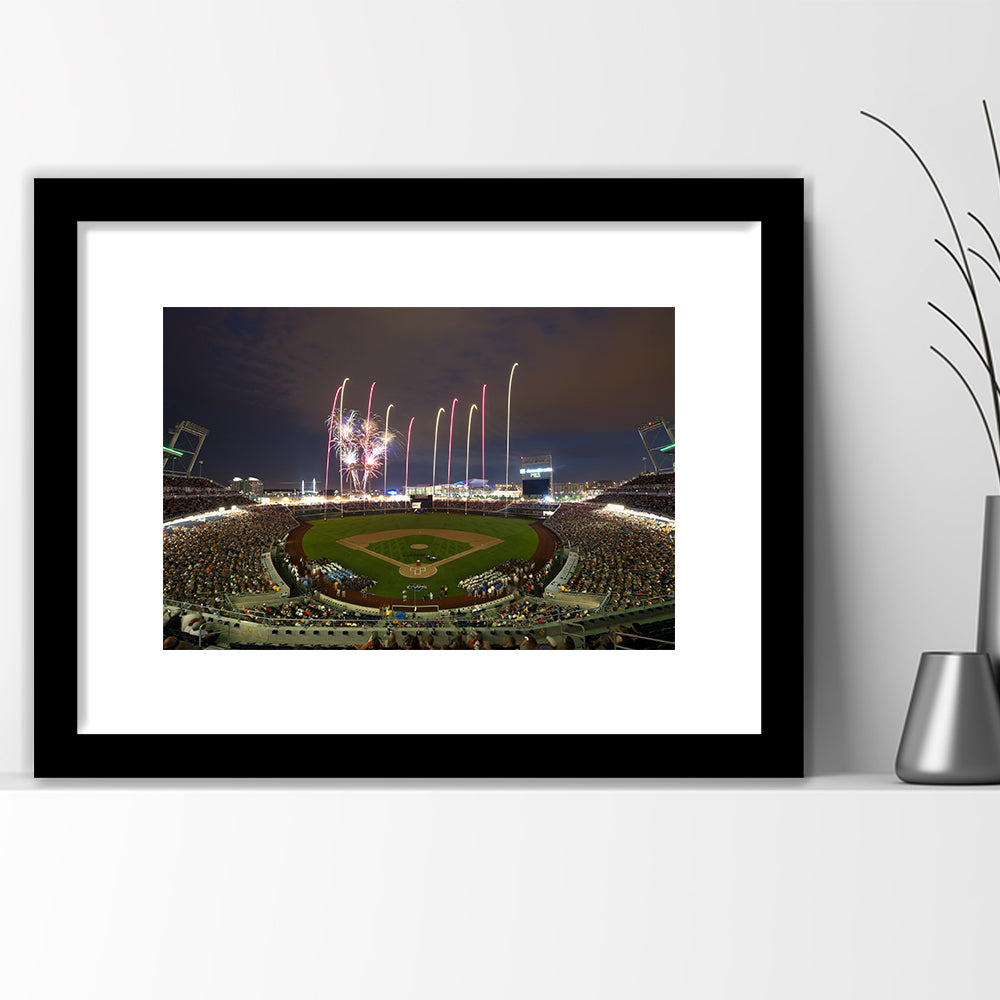 Td Ameritrade Park in Omaha, Stadium Canvas, Sport Art, Gift for him, White Border Framed Art Print Wall Decor