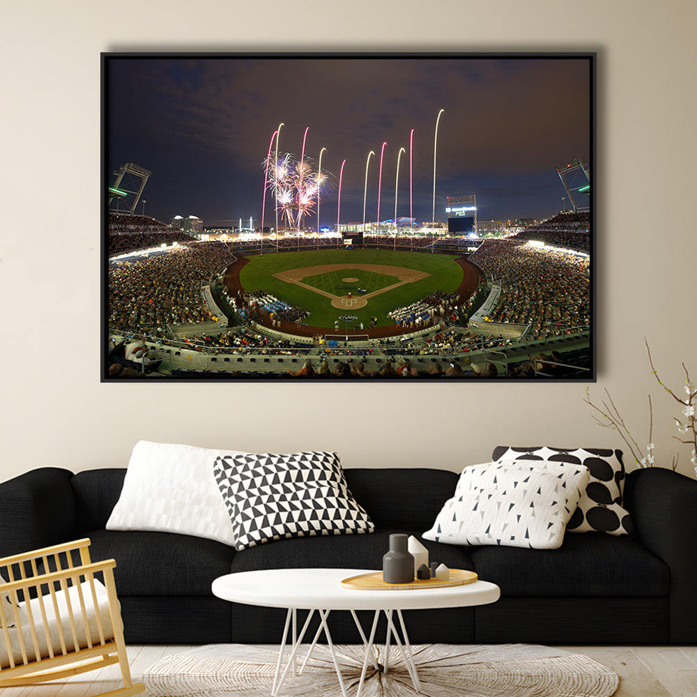 Td Ameritrade Park in Omaha, Stadium Canvas, Sport Art, Framed Canvas Print Wall Art, Floating Frame