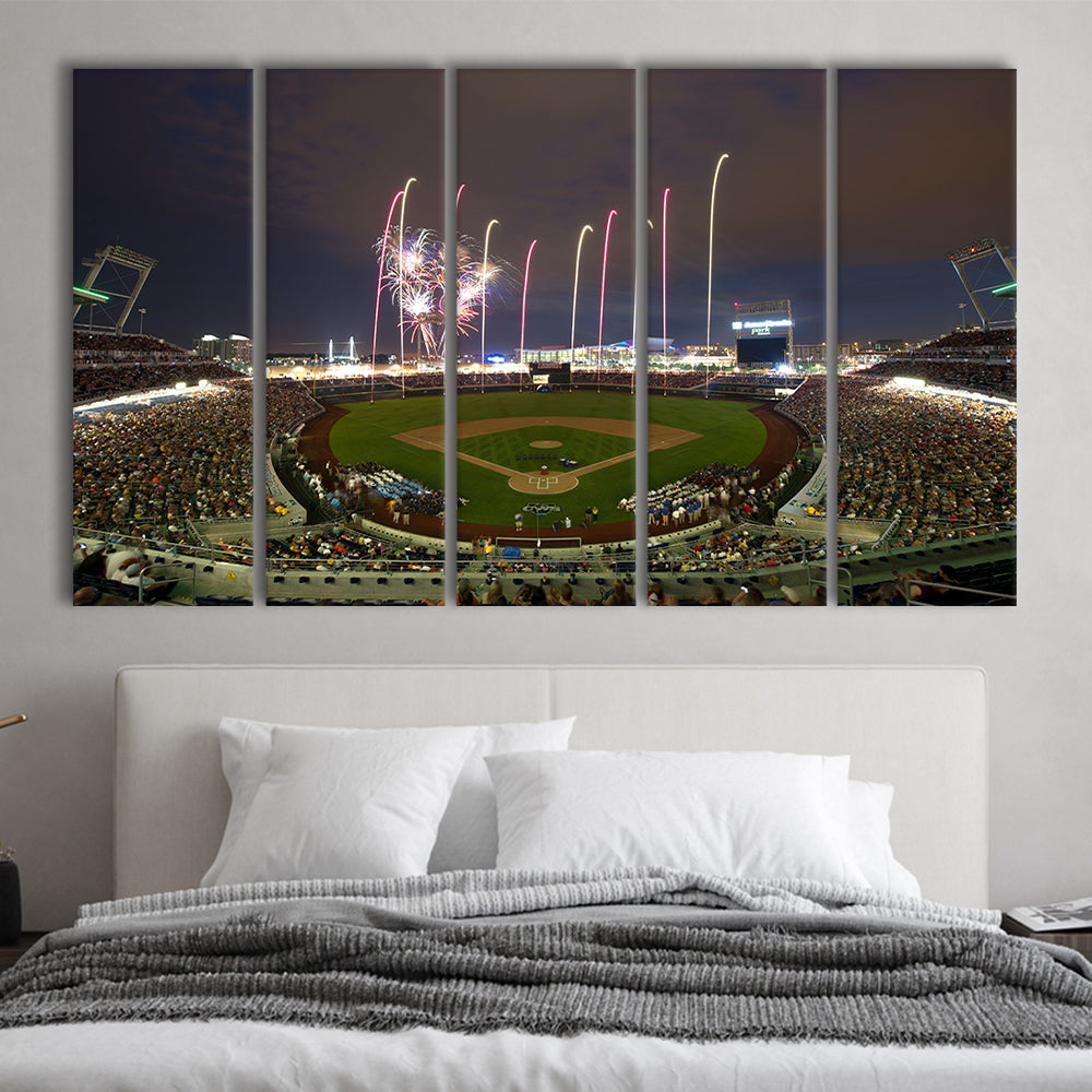 Td Ameritrade Park in Omaha, Stadium Canvas, Sport Art, 5 Panel B, Extra Large Canvas, Canvas Print Wall Art