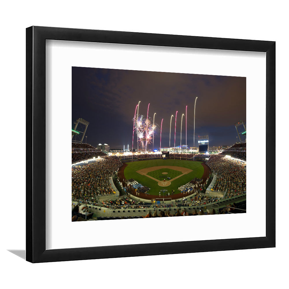 Td Ameritrade Park in Omaha, Stadium Canvas, Sport Art, Gift for him, White Border Framed Art Print Wall Decor