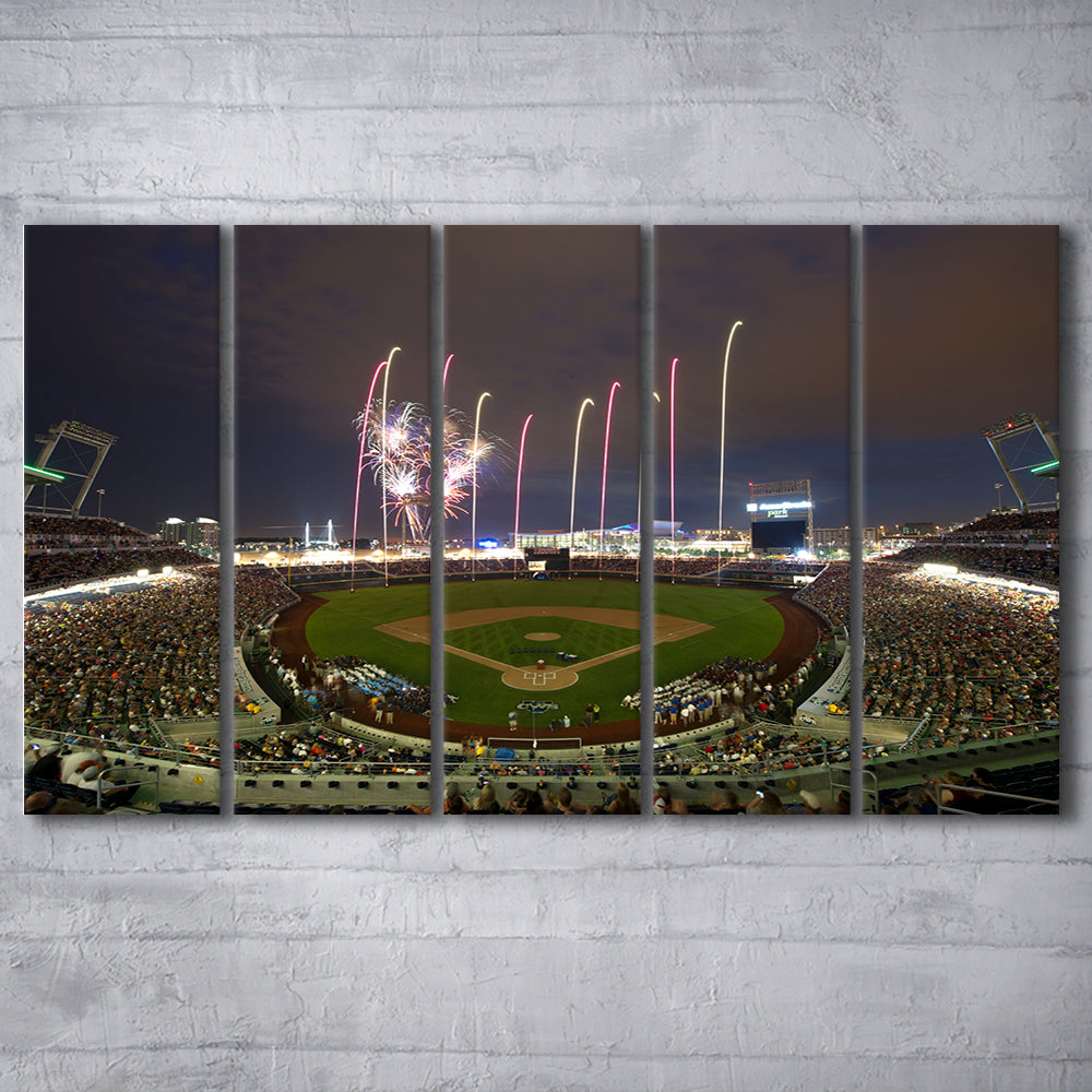 Td Ameritrade Park in Omaha, Stadium Canvas, Sport Art, 5 Panel B, Extra Large Canvas, Canvas Print Wall Art