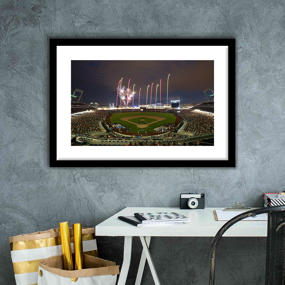 Td Ameritrade Park in Omaha, Stadium Canvas, Sport Art, Gift for him, White Border Framed Art Print Wall Decor