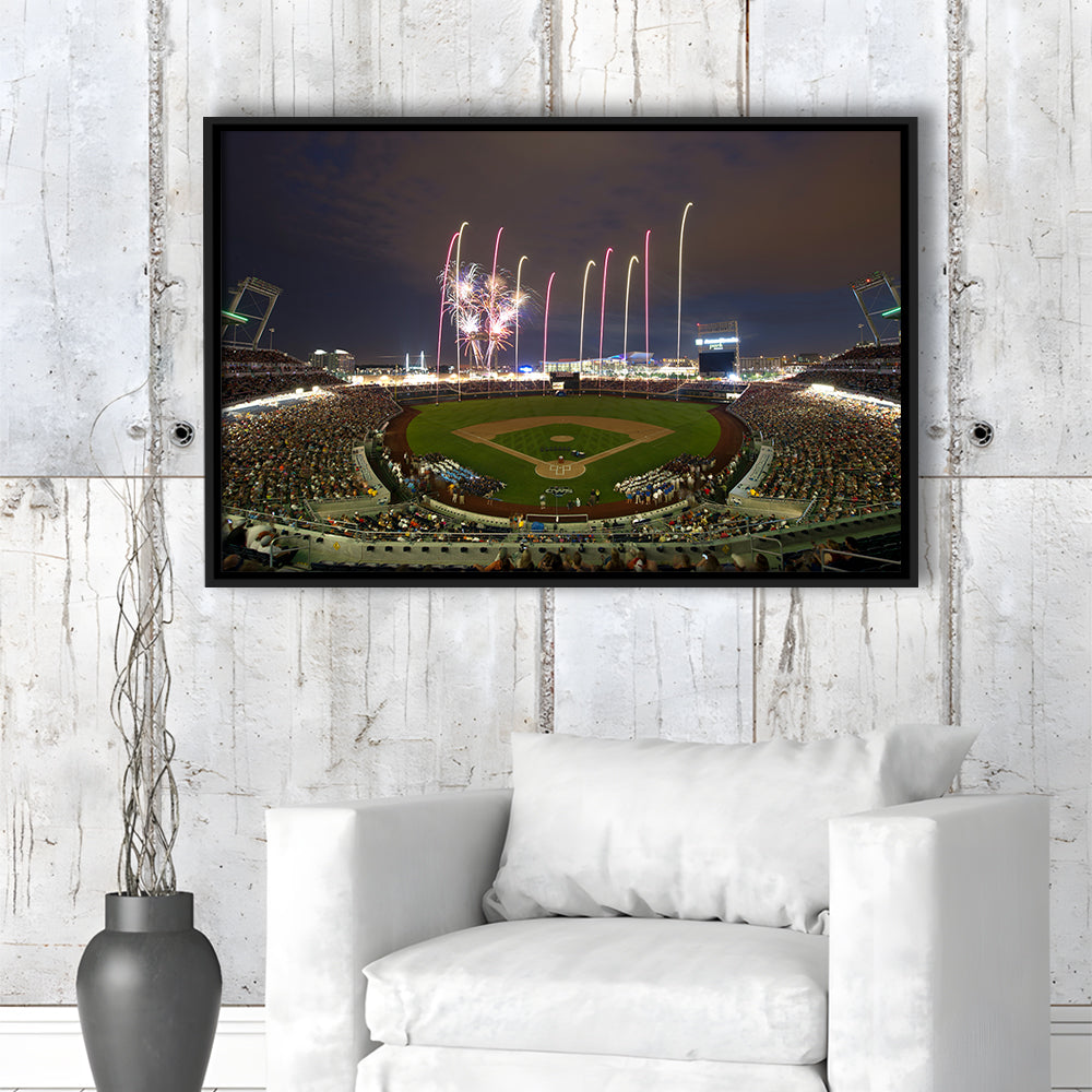Td Ameritrade Park in Omaha, Stadium Canvas, Sport Art, Framed Canvas Print Wall Art, Floating Frame