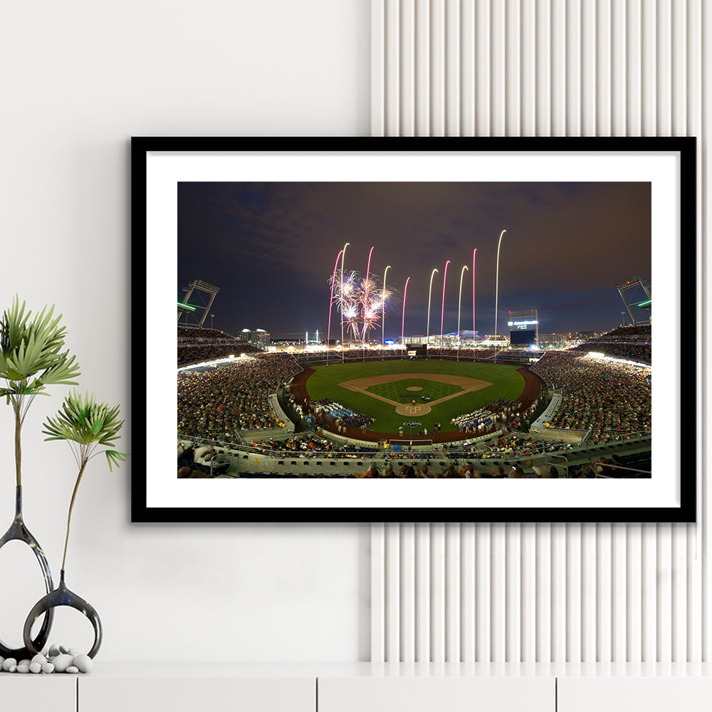 Td Ameritrade Park in Omaha, Stadium Canvas, Sport Art, Gift for him, White Border Framed Art Print Wall Decor