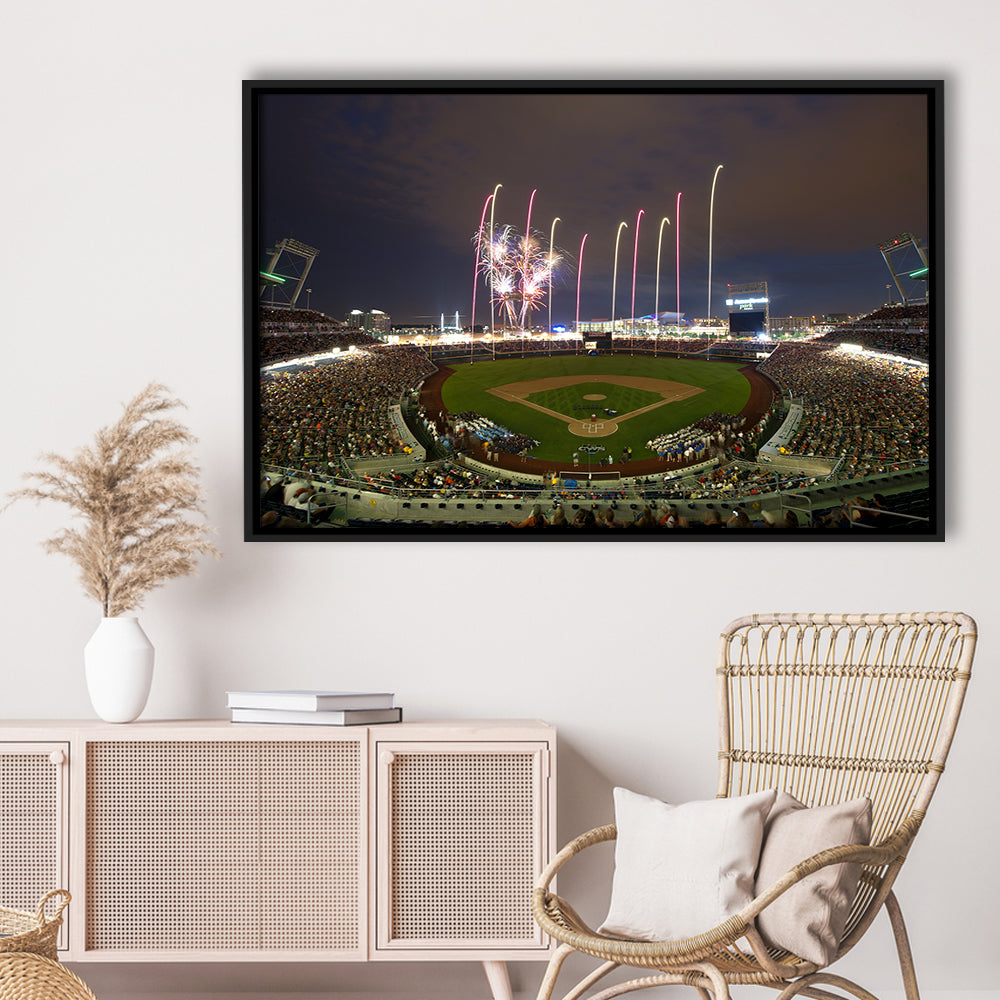 Td Ameritrade Park in Omaha, Stadium Canvas, Sport Art, Framed Canvas Print Wall Art, Floating Frame