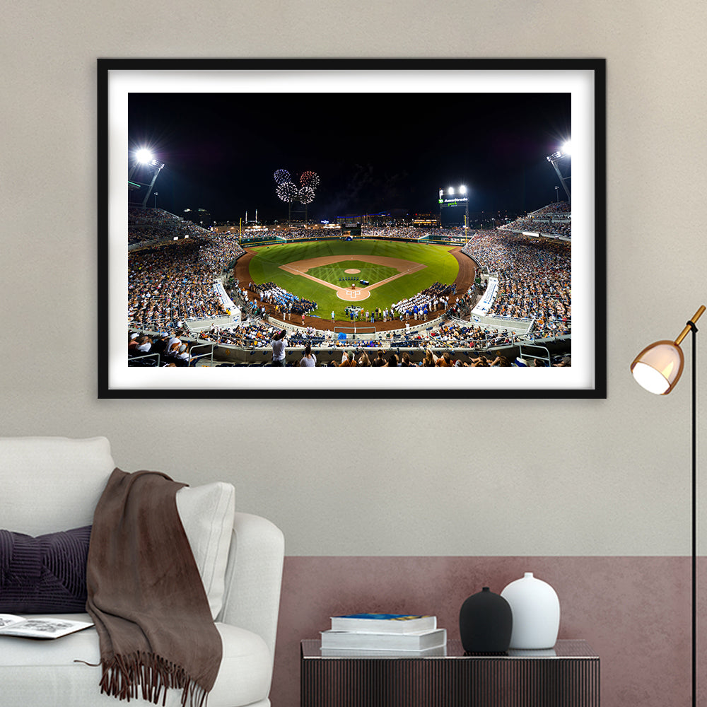 Td Ameritrade Stadium, Stadium Canvas, Sport Art, Gift for him, White Border Framed Art Print Wall Decor