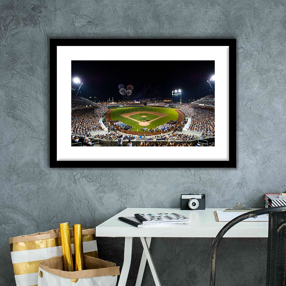 Td Ameritrade Stadium, Stadium Canvas, Sport Art, Gift for him, White Border Framed Art Print Wall Decor