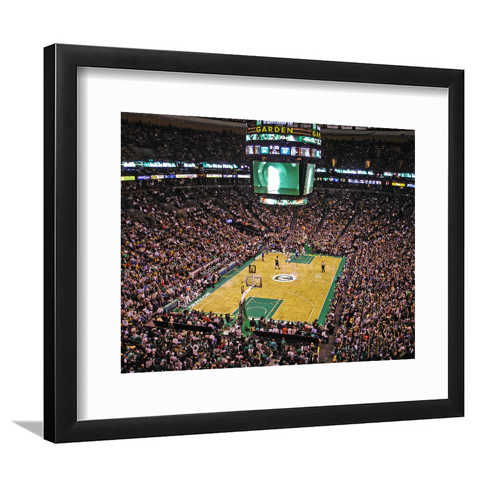 Td Garden Boston, Stadium Canvas, Sport Art, Gift for him, White Border Framed Art Print Wall Decor