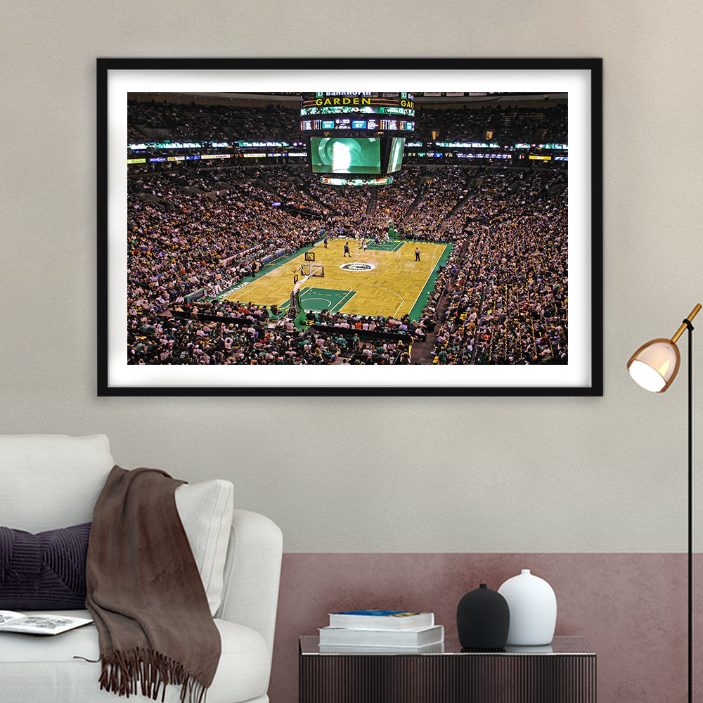 Td Garden Boston, Stadium Canvas, Sport Art, Gift for him, White Border Framed Art Print Wall Decor