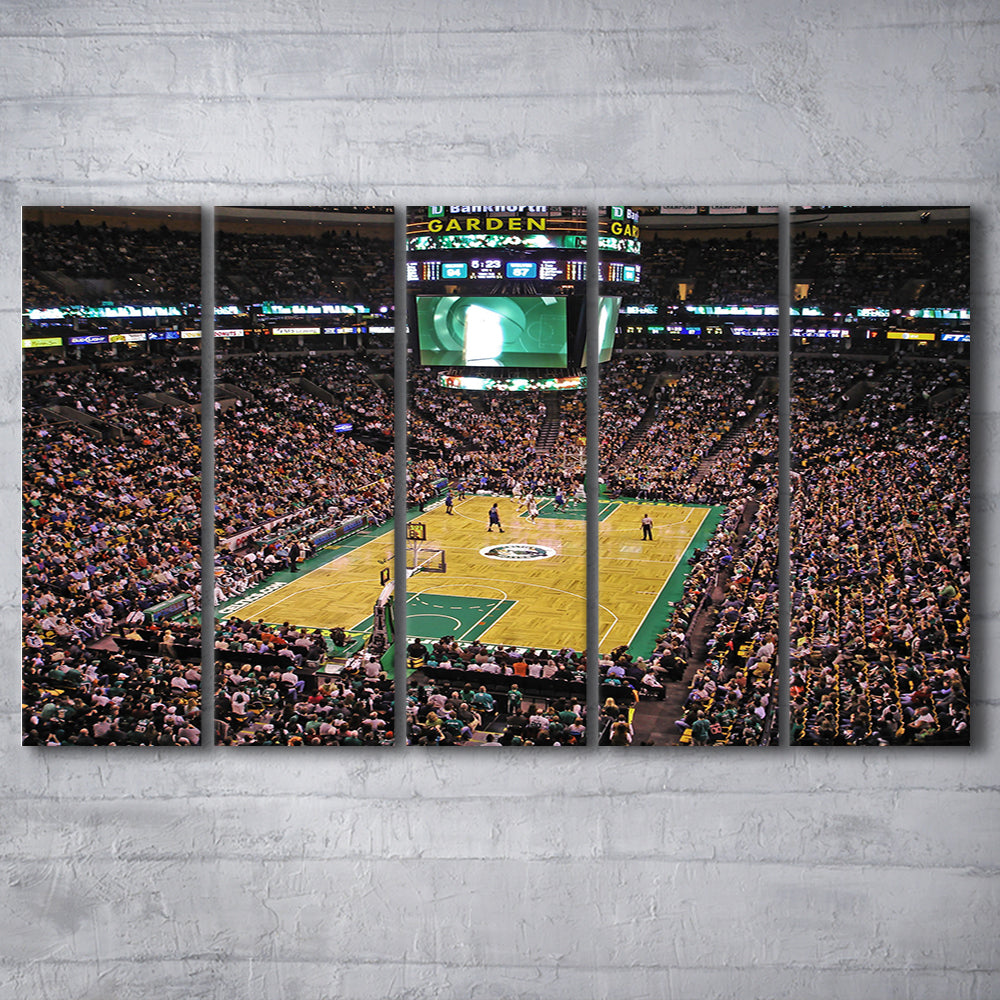 Td Garden Boston, Stadium Canvas, Sport Art, 5 Panel B, Extra Large Canvas, Canvas Print Wall Art
