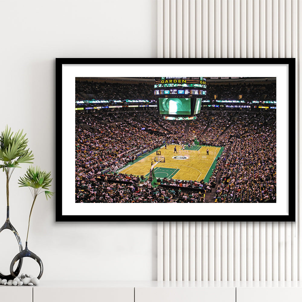 Td Garden Boston, Stadium Canvas, Sport Art, Gift for him, White Border Framed Art Print Wall Decor