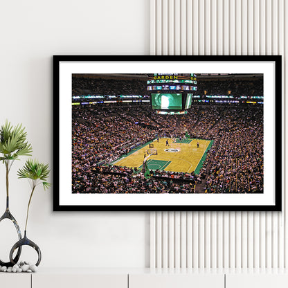 Td Garden Boston, Stadium Canvas, Sport Art, Gift for him, White Border Framed Art Print Wall Decor