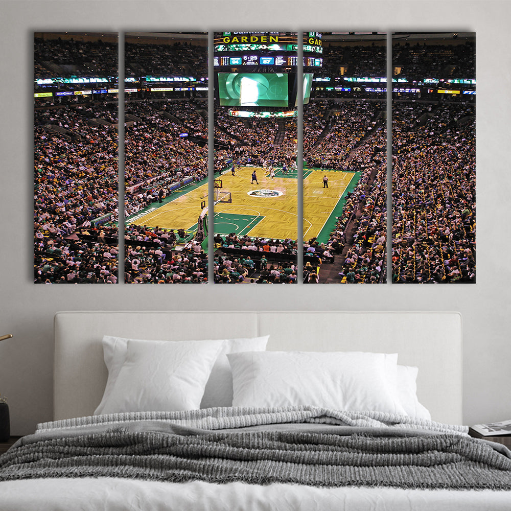 Td Garden Boston, Stadium Canvas, Sport Art, 5 Panel B, Extra Large Canvas, Canvas Print Wall Art