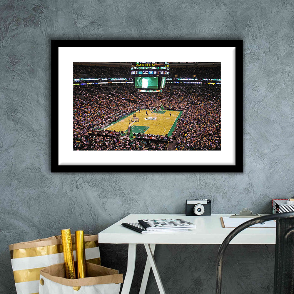 Td Garden Boston, Stadium Canvas, Sport Art, Gift for him, White Border Framed Art Print Wall Decor