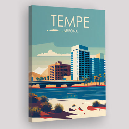 Tempe Arizona Retro Art Print, Tempe City Wall Art, Canvas Print, Painting Canvas, Living Room Decor