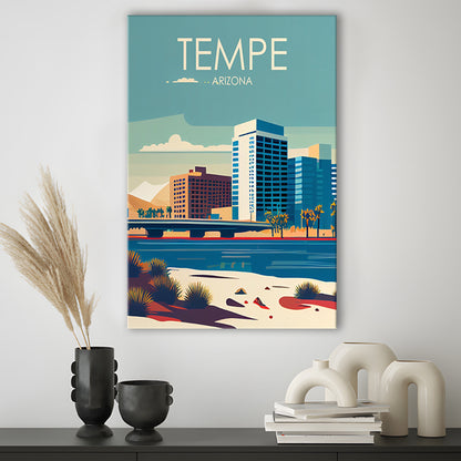 Tempe Arizona Retro Art Print, Tempe City Wall Art, Canvas Print, Painting Canvas, Living Room Decor