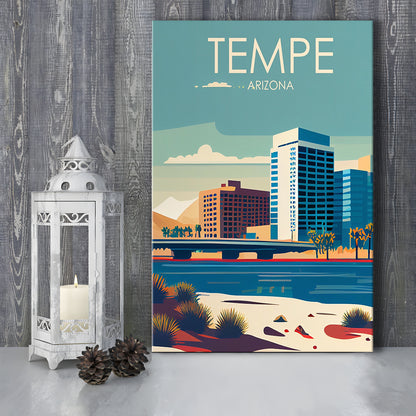Tempe Arizona Retro Art Print, Tempe City Wall Art, Canvas Print, Painting Canvas, Living Room Decor