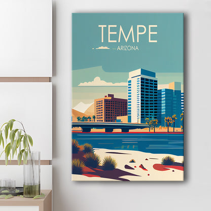 Tempe Arizona Retro Art Print, Tempe City Wall Art, Canvas Print, Painting Canvas, Living Room Decor