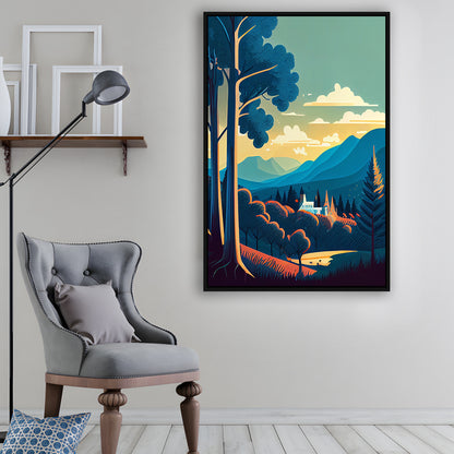 Tennessee Retro Art Print, Tennessee City Wall Art, Floating Framed Canvas Print, Framed Picture, Painting Canvas
