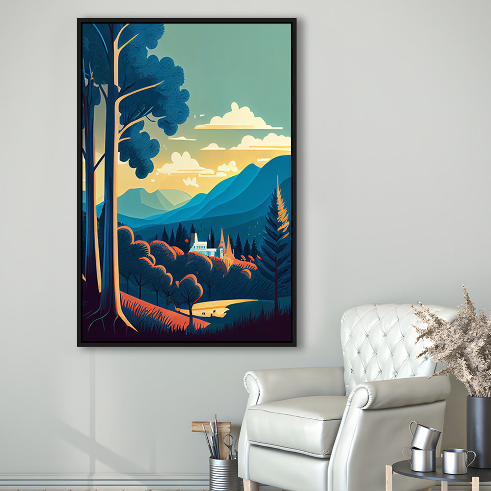 Tennessee Retro Art Print, Tennessee City Wall Art, Floating Framed Canvas Print, Framed Picture, Painting Canvas
