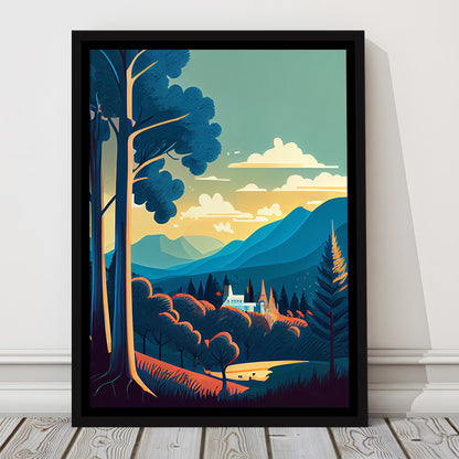 Tennessee Retro Art Print, Tennessee City Wall Art, Floating Framed Canvas Print, Framed Picture, Painting Canvas