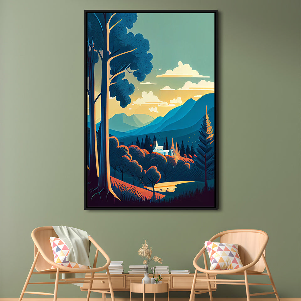 Tennessee Retro Art Print, Tennessee City Wall Art, Floating Framed Canvas Print, Framed Picture, Painting Canvas