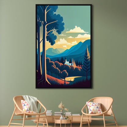 Tennessee Retro Art Print, Tennessee City Wall Art, Floating Framed Canvas Print, Framed Picture, Painting Canvas