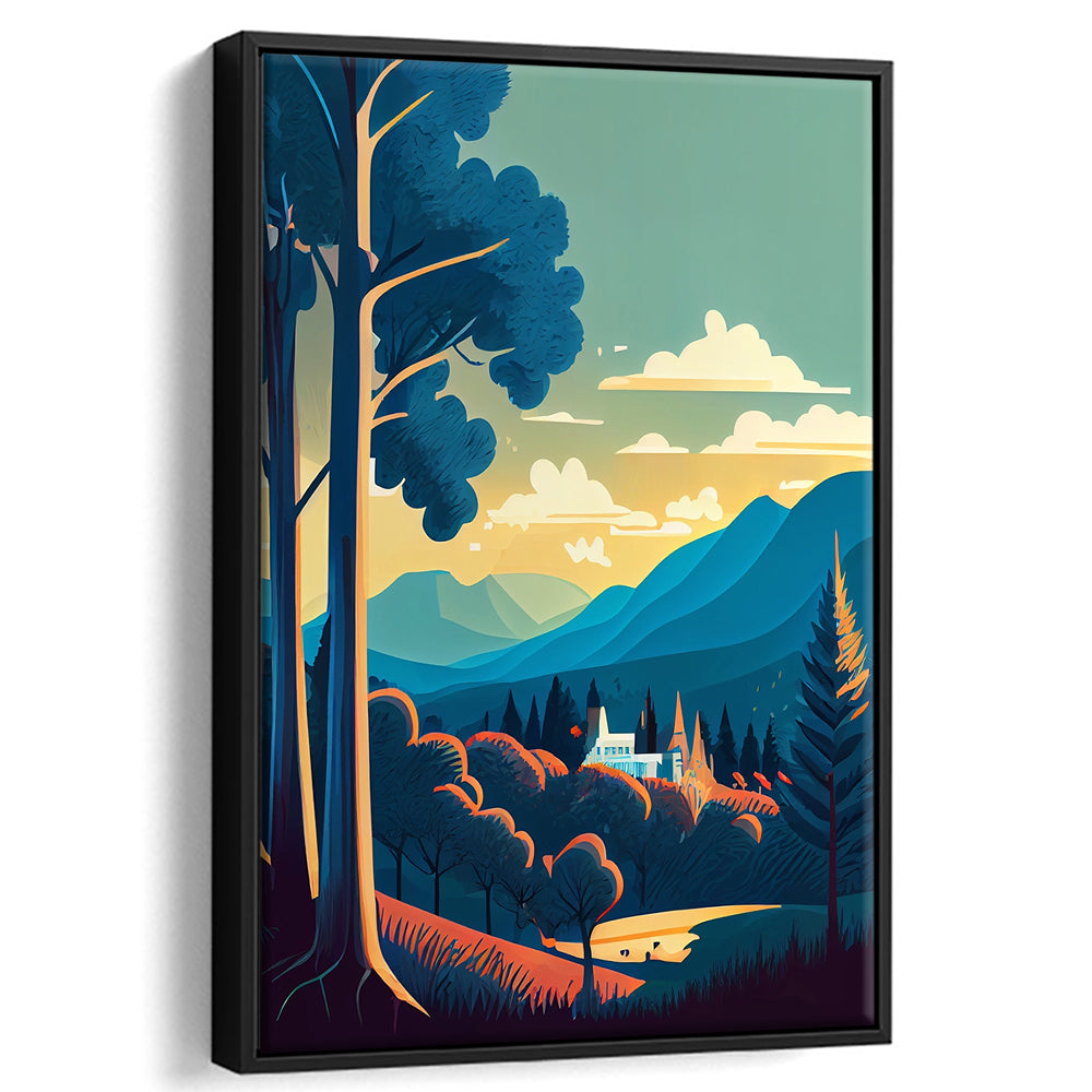 Tennessee Retro Art Print, Tennessee City Wall Art, Floating Framed Canvas Print, Framed Picture, Painting Canvas