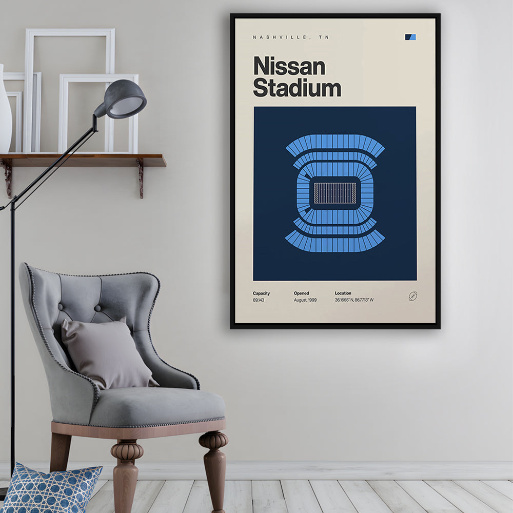 Tennessee Titans Stadium Print, Nissan Stadium Print, Man Cave Gift, Floating Framed Canvas Print Wall Art