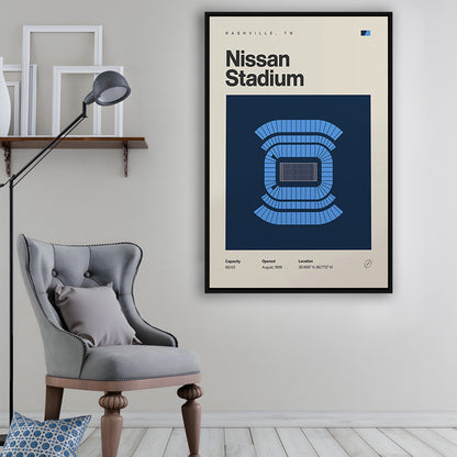 Tennessee Titans Stadium Print, Nissan Stadium Print, Man Cave Gift, Floating Framed Canvas Print Wall Art