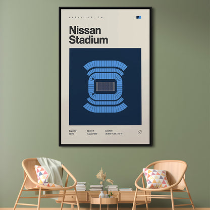 Tennessee Titans Stadium Print, Nissan Stadium Print, Man Cave Gift, Floating Framed Canvas Print Wall Art