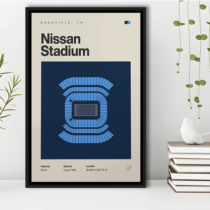 Tennessee Titans Stadium Print, Nissan Stadium Print, Man Cave Gift, Floating Framed Canvas Print Wall Art