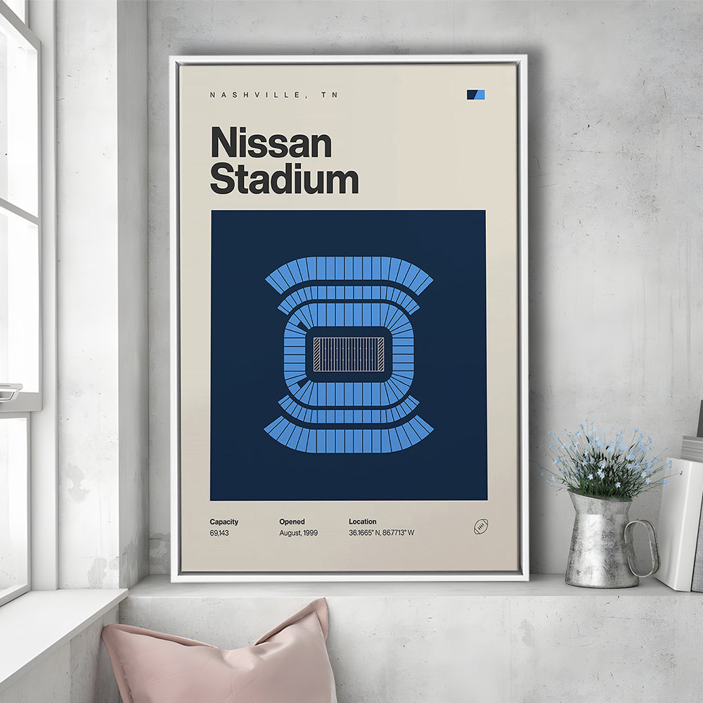 Tennessee Titans Stadium Print, Nissan Stadium Print, Man Cave Gift, Floating Framed Canvas Print Wall Art