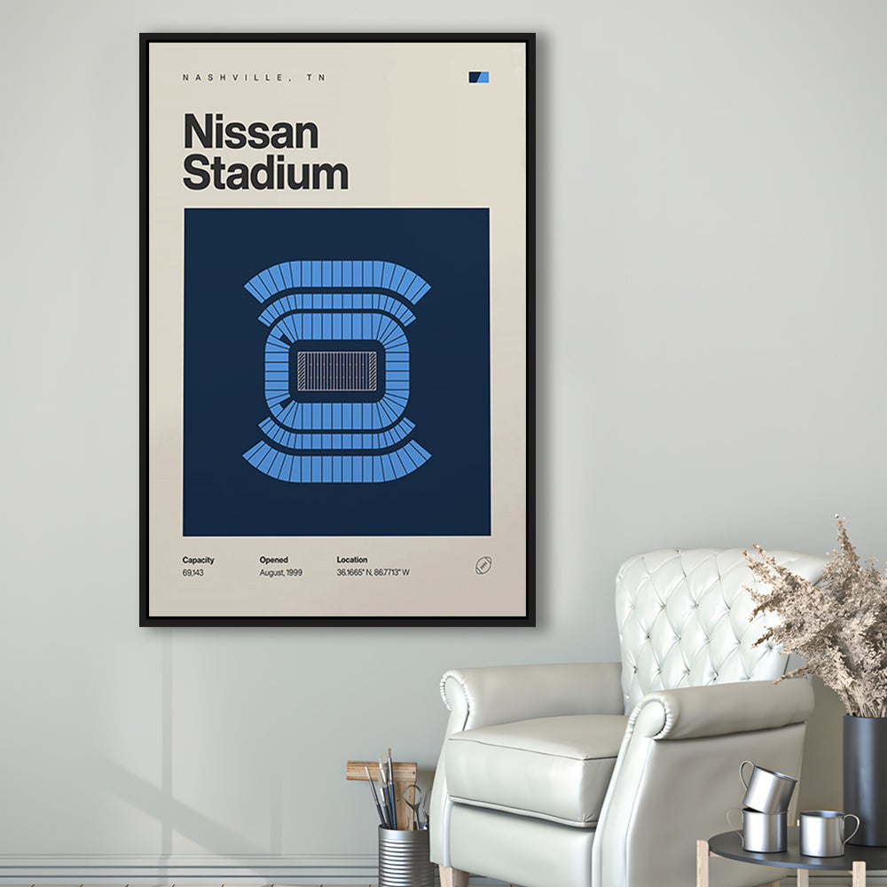 Tennessee Titans Stadium Print, Nissan Stadium Print, Man Cave Gift, Floating Framed Canvas Print Wall Art