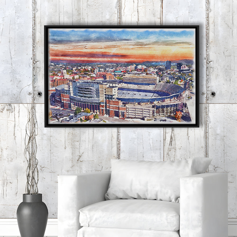 Tennessee Volunteers, Neyland Painting Stadium Watercolor, Football, Sport Gift Art, Framed Canvas Print Wall Art