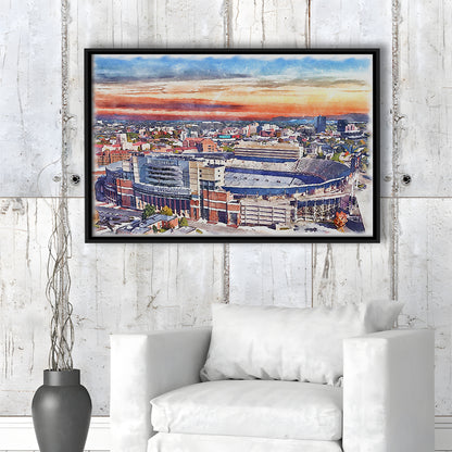Tennessee Volunteers, Neyland Painting Stadium Watercolor, Football, Sport Gift Art, Framed Canvas Print Wall Art
