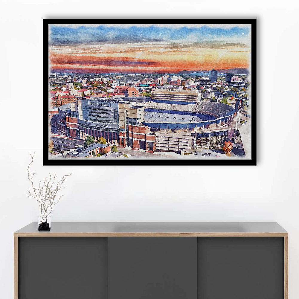 Tennessee Volunteers, Neyland Painting Stadium Watercolor, Football, Sport Gift Art, Framed Art Print Wall Decor