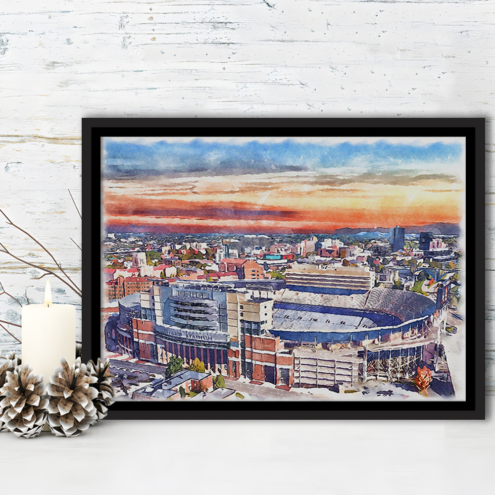Tennessee Volunteers, Neyland Painting Stadium Watercolor, Football, Sport Gift Art, Framed Canvas Print Wall Art