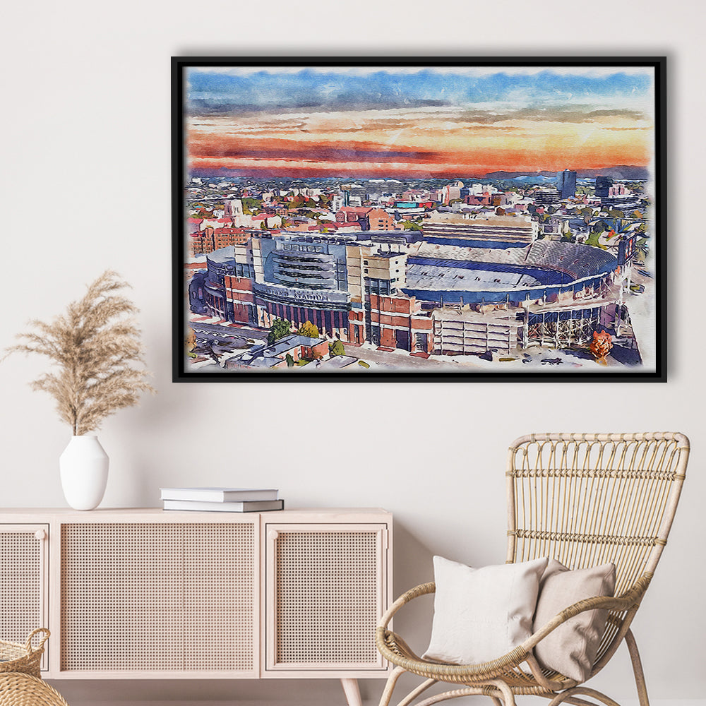 Tennessee Volunteers, Neyland Painting Stadium Watercolor, Football, Sport Gift Art, Framed Canvas Print Wall Art
